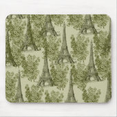 Green Floral Paris Eiffel Tower Mousepad (Vorne)