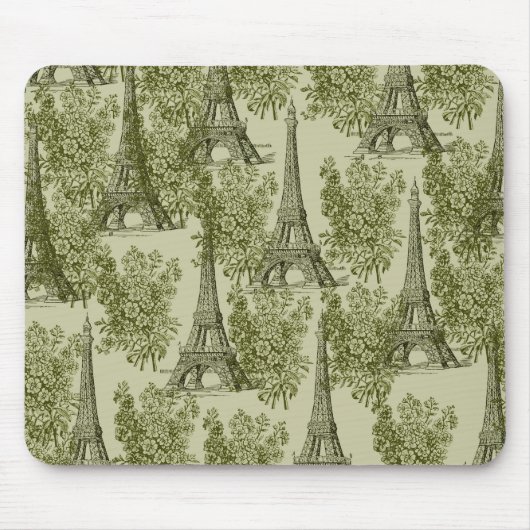 Green Floral Paris Eiffel Tower Mousepad (Vorne)