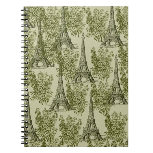 Green Floral Paris Eiffel Tower Notizblock (Vorderseite)
