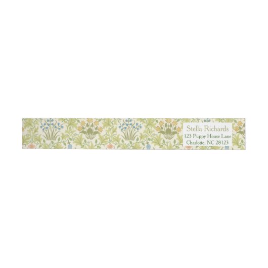 Green floral pattern classic wedding Address Label (Person)