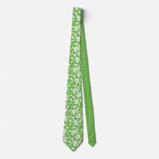 Green Floral Pattern Custom Necktie Krawatte (Vorderseite)