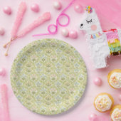 Green floral pattern girlyclassic grandmillenial pappteller (Party)