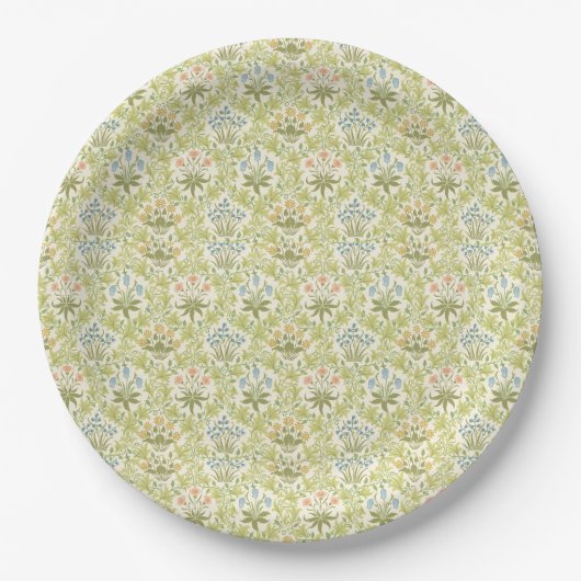 Green floral pattern girlyclassic grandmillenial pappteller (Vorderseite)