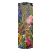 Green Floral Pattern Travel Tumbler Cup  Thermosbecher (Rückseite)