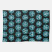Green Floral Pentagram Hexenschwarz Halloween Geschirrtuch (Horizontal)