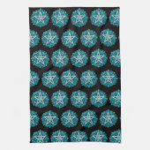 Green Floral Pentagram Hexenschwarz Halloween Geschirrtuch (Vertikal)