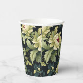 Green Floral Peony Modern Pappbecher (Rechts)