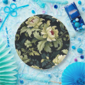 Green Floral Peony Modern Pappteller (Party)