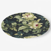 Green Floral Peony Modern Pappteller (Schrägansicht)