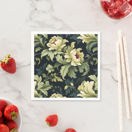 Green Floral Peony Modern Serviette (Beispiel)