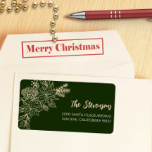 Green Floral Poinsettia Holiday Rücksendeadresse