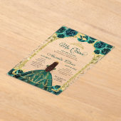 Green Floral Princess Gold Arch Quinceanera Acryleinladungen (Ablage )