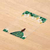 Green Floral Princess Quinceañera Acryleinladungen (Ablage )