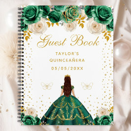Green Floral Princess Quinceañera Notizblock