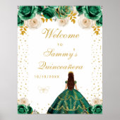 Green Floral Princess Quinceañera Willkommen Poster (Vorne)