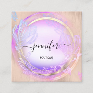 Green Floral QRCode Beruflich Shop Beautique Quadratische Visitenkarte