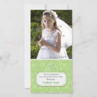Green Floral Religious Foto Card