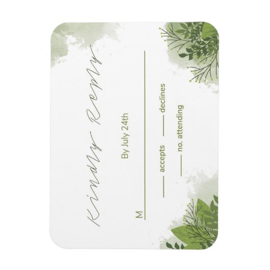 Green Floral RSVP Card Magnet (Vertikal)