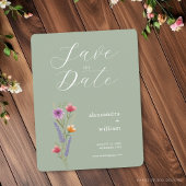 Green Floral Save the Date Card Einladung
