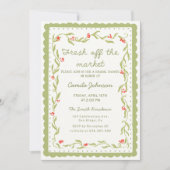 Green Floral Scalloped Frame Birthday Invitation Einladung (Vorderseite)