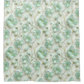 Green Floral Shower Curtain Duschvorhang (Vorderseite)
