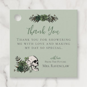 Green Floral Skull und Rose Gothic Danke Tags Geschenkanhänger