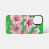 Green Floral Soft Pink Flowers Elegant iPhone Hülle (Rückseite (Horizontal))