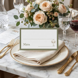 Green Floral Spanish Wine Glass Wedding Mesa  Platzkarte