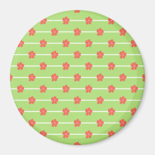 Green Floral Tiles Magnet
