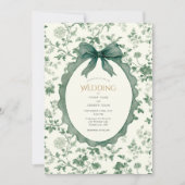 Green Floral Vintage Wedding Einladung (Vorderseite)