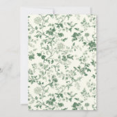 Green Floral Vintage Wedding Einladung (Rückseite)