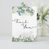 Green Floral Watercolor Danke Karte (Stehend Vorderseite)