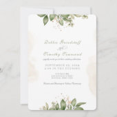 Green Floral Watercolor Frame Wedding Invitation  Einladung (Vorderseite)