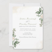 Green Floral Watercolor Frame Wedding Invitation  Einladung (Vorderseite)