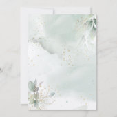 Green Floral Watercolor Gold Hochzeit Einladung (Rückseite)