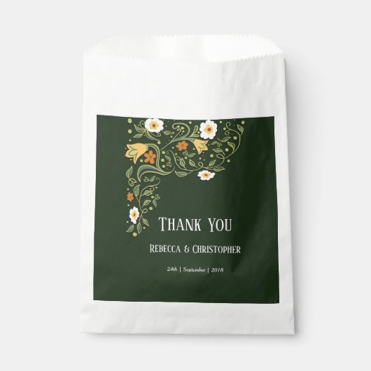 Green Floral Wedding Guest Geschenktütchen (Vorderseite)