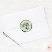Green Floral Wedding Monogram P Siegel Runder Aufkleber (Umschlag)