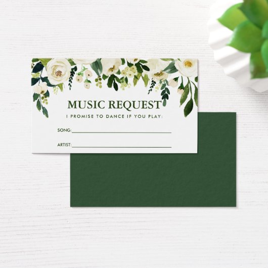 Green Floral Wedding Music Song Request Card G (Schreibtisch)