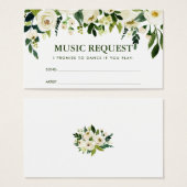 Green Floral Wedding Music Song Request Card GT (Vorne & Hinten)