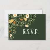 Green Floral Wedding RSVP Karte (Vorderseite)
