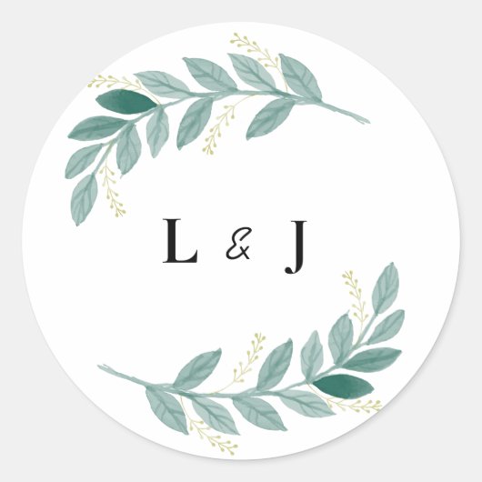 Green Floral Wedding Sticker (Vorderseite)