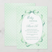 Green Floral Whimsical Baby Shower  Einladung (Vorne/Hinten)
