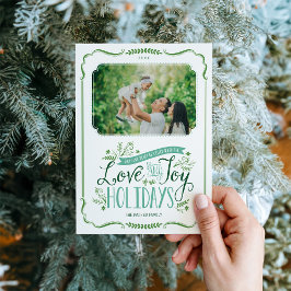Green Floral Whimsy Holiday Foto Card Feiertagskarte
