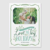 Green Floral Whimsy Magnetic Holiday Foto Card Magnetkarte (Vorderseite)