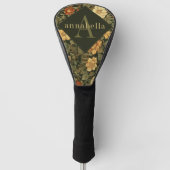 Green Floral William Morris Elegant Monogram Golf Headcover (Vorderseite)