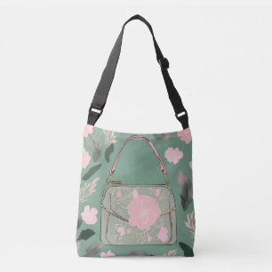 Green Floral Wood AI Art Tragetaschen Mit Langen Trägern