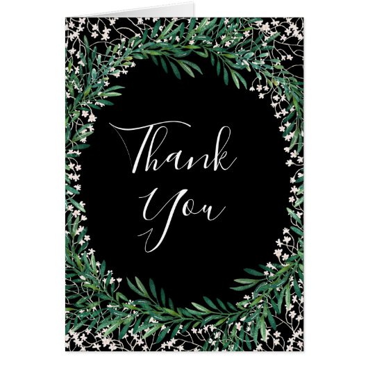 Green & Florets Wasserfarbe Danke Karte (Vorne)