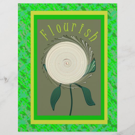 Green Flourish Flower Bulk Scrapbook Paper Pages Flyer (Vorne)