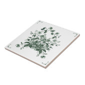 Green Flower Bush Toile Inspired Decorative Tile Fliese (Seite)