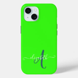 Green Fluorescent Neon Monogram Case-Mate iPhone Hülle